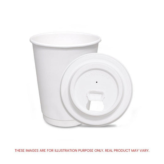 White Double Wall Paper Cups with Bagasse Lids 8 OZ 12 OZ - SNH Packing