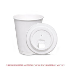 White Double Wall Paper Cups with Bagasse Lids 8 OZ 12 OZ - SNH Packing