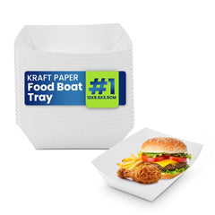 White Kraft Boat Trays 13x9.5cm to 17x9.6cm - SNH Packing