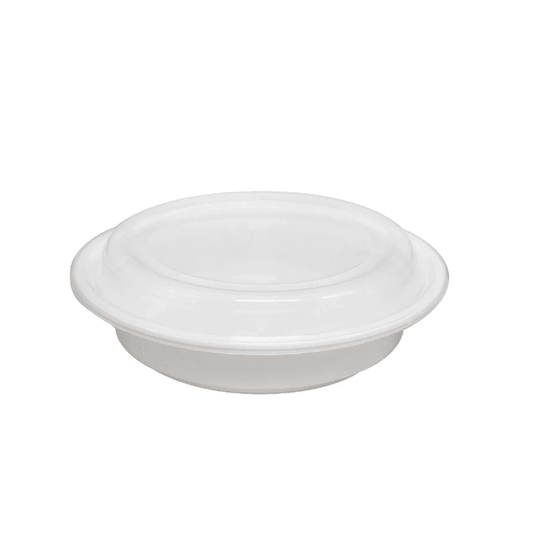 White Microwave Round Containers with Lids 16oz to 32oz - SNH Packing