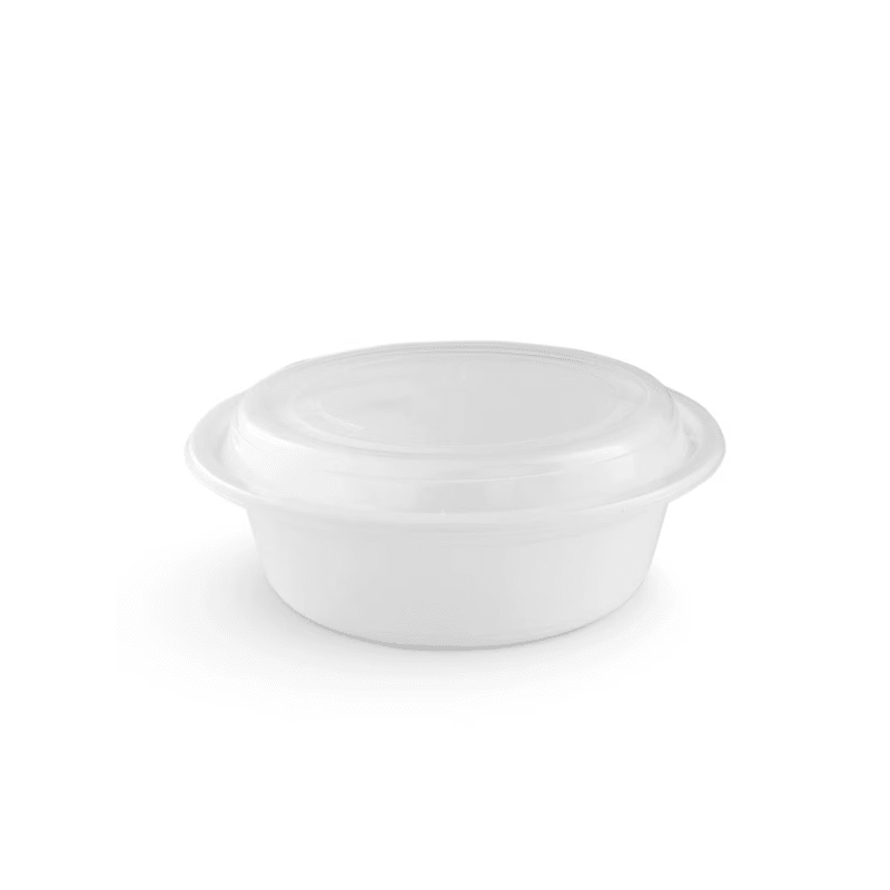 White Microwave Round Containers with Lids 16oz to 32oz - SNH Packing