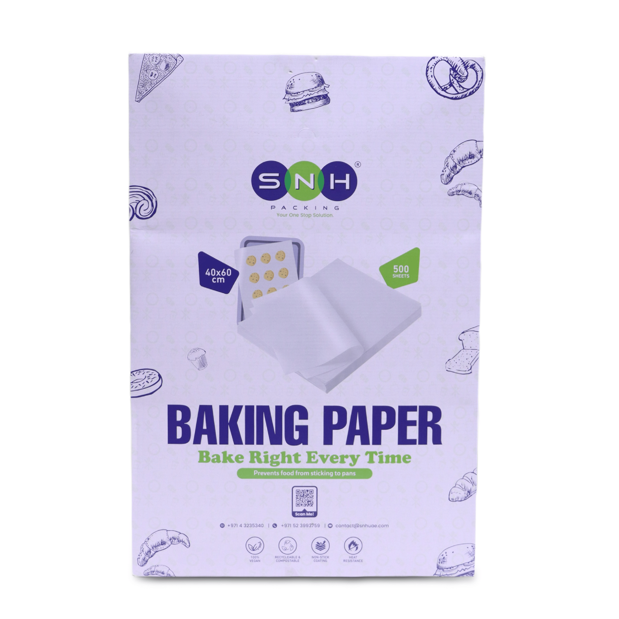 White Paper Baking Sheets – Silicone Coated | 40 GSM - SNH Packing