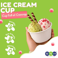 White Paper Ice Cream Cups with Lid 4 OZ to 16 OZ - SNH Packing