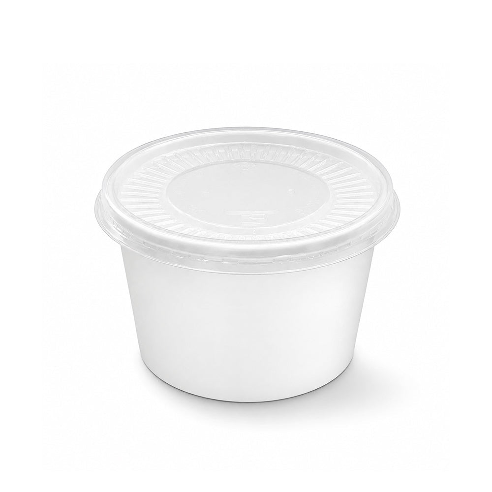 White Paper Ice Cream Cups with Lid 4 OZ to 16 OZ - SNH Packing