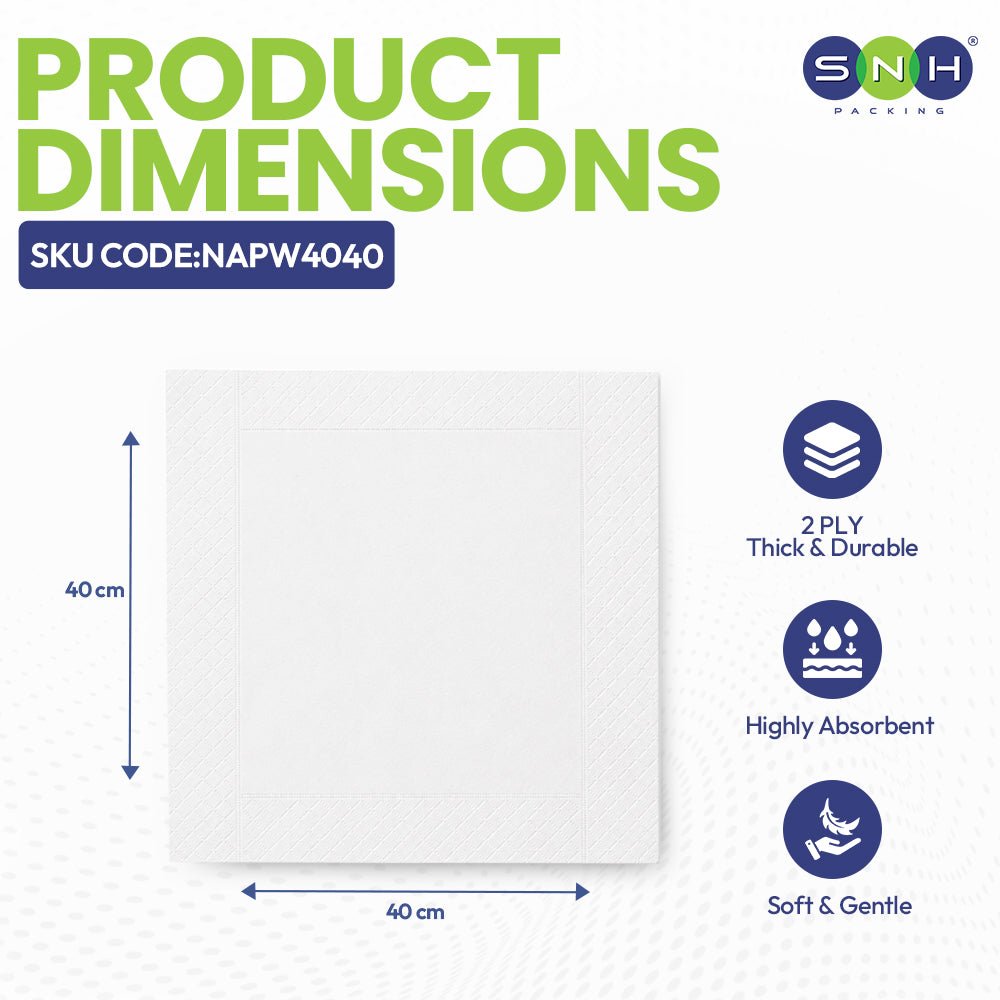 White Paper Napkin 2 Ply 50 Pieces 33CM 40CM - SNH Packing