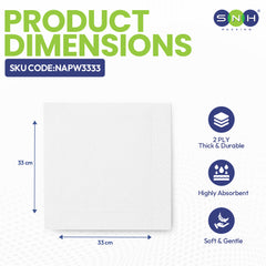 SNH white cocktail paper napkin 2ply 33x33 disposable napkin UAE