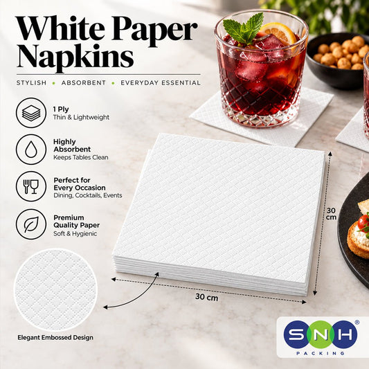White Paper Napkin 30x30CM 1 Ply 70 Pieces - SNH Packing