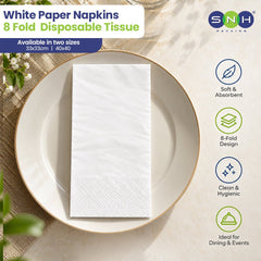 White Paper Napkins 8 Fold Soft Disposable