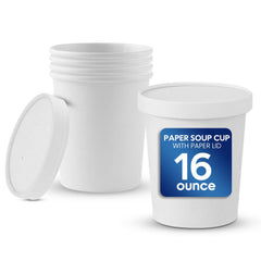 White Paper Soup Cups with Paper Lid 8 OZ to 32 OZ - SNH Packing