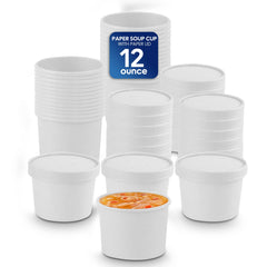 White Paper Soup Cups with Paper Lid 8 OZ to 32 OZ - SNH Packing