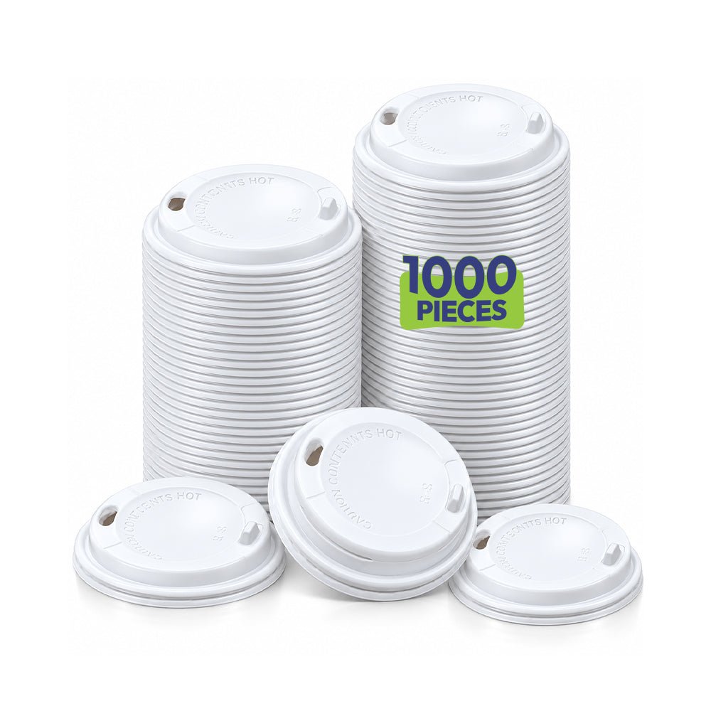 White Plastic Lids for Paper Cups with Slider Lock 90mm 1000 Pcs - SNH Packing
