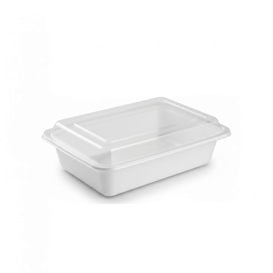 White Rectangular Microwave Container with Lid - SNH Packing