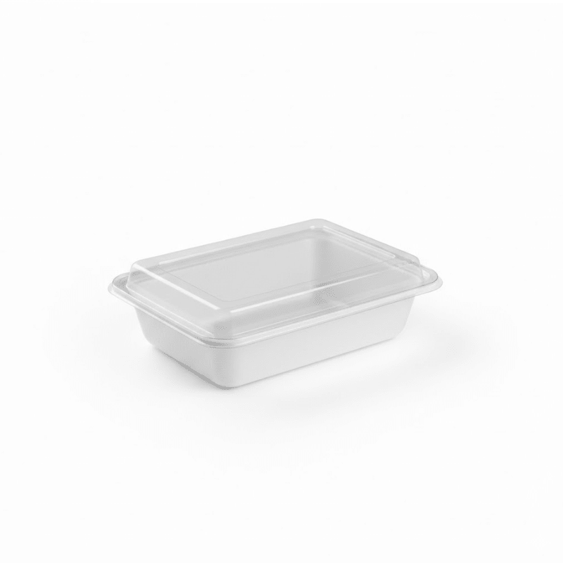 White Rectangular Microwave Container with Lid - SNH Packing