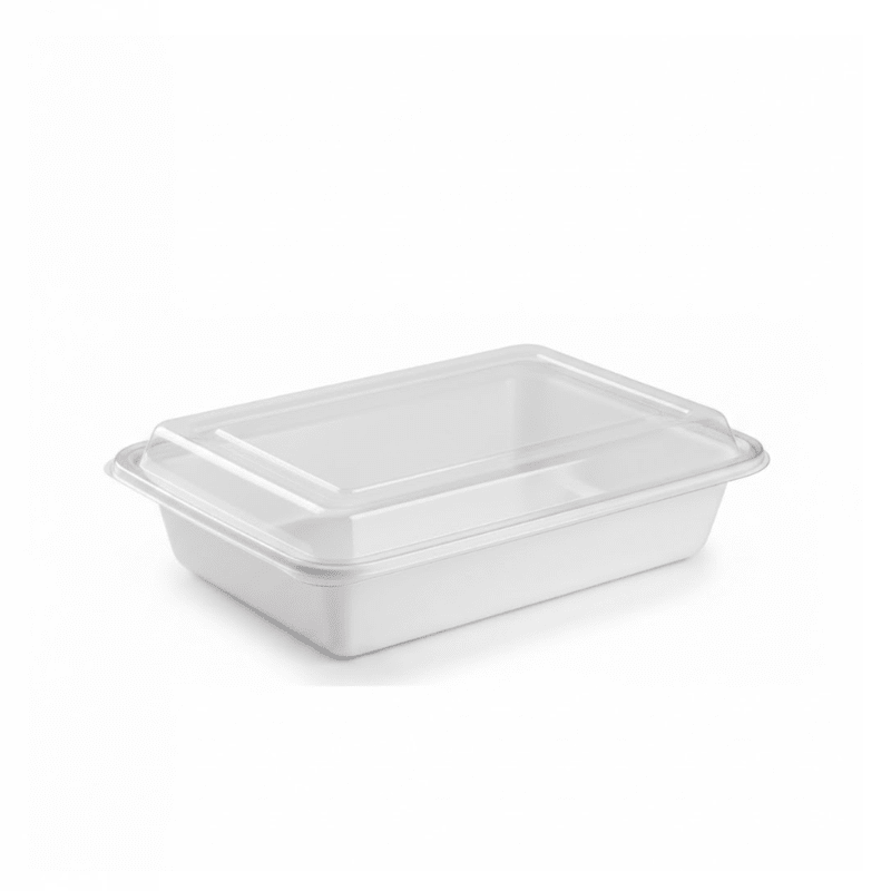 White Rectangular Microwave Container with Lid - SNH Packing
