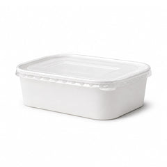 White Rectangular Paper Containers with Paper PP Lids 500ml to 1000ml - SNH Packing