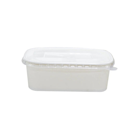 White Rectangular Paper Containers with Paper PP Lids 500ml to 1000ml - SNH Packing