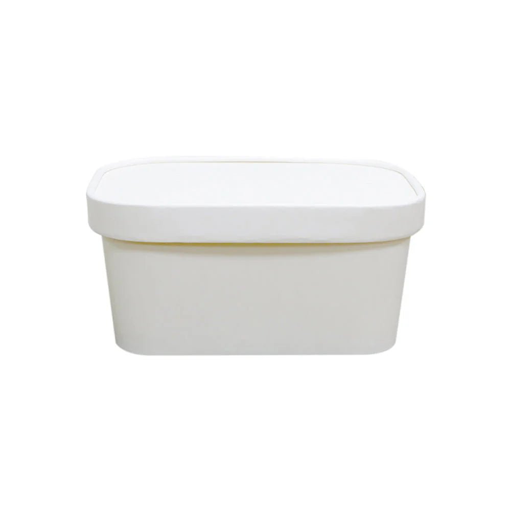White Rectangular Paper Containers with Paper PP Lids 500ml to 1000ml - SNH Packing