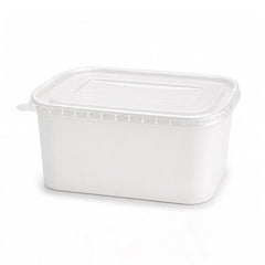 White Rectangular Paper Containers with Paper PP Lids 500ml to 1000ml - SNH Packing