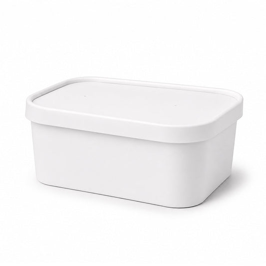 White Rectangular Paper Containers with Paper PP Lids 500ml to 1000ml - SNH Packing