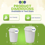 White Ripple Wall Paper Cup with Bagasse Lid - SNH Packing