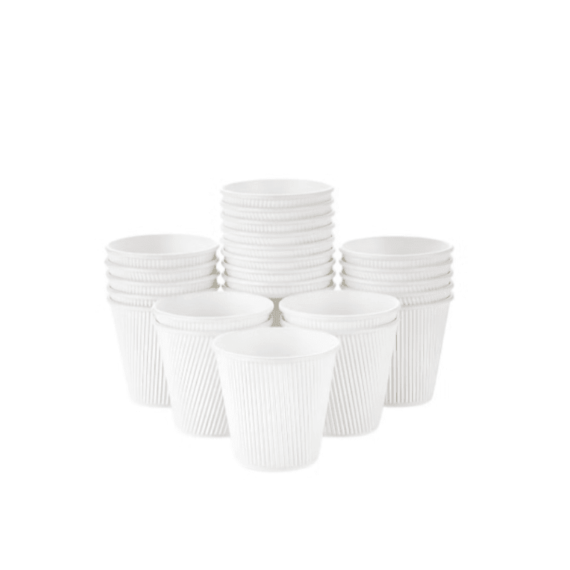 White Ripple Wall Paper Cups 4oz 8oz 12oz Hot Cold Cups - SNH Packing