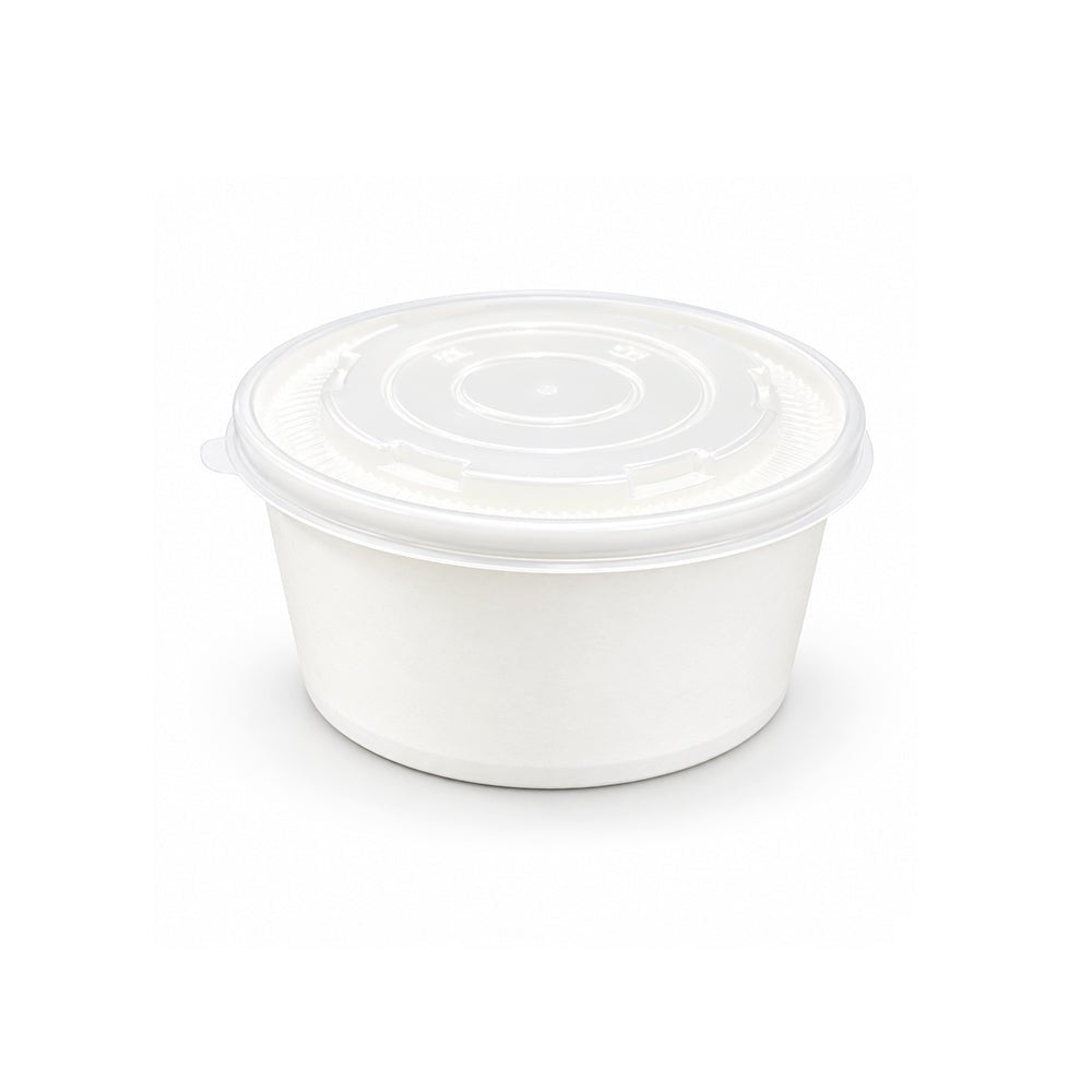 White Round Salad Bowls with Lids 500ML to 1300ML - SNH Packing