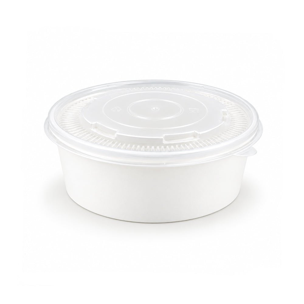 White Round Salad Bowls with Lids 500ML to 1300ML - SNH Packing