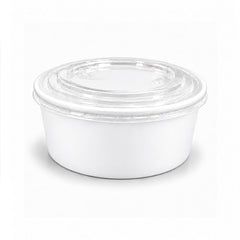 White Round Salad Bowls with Lids 500ML to 1300ML - SNH Packing