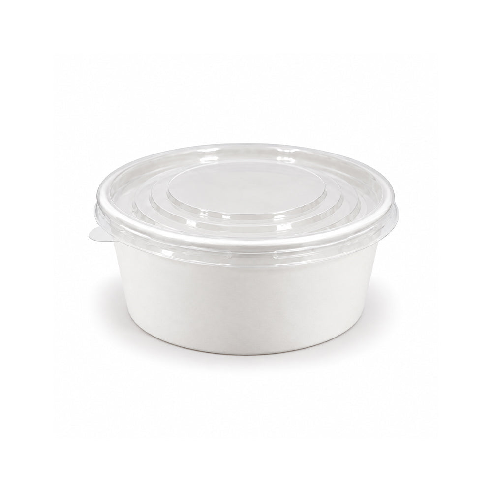 White Round Salad Bowls with Lids 500ML to 1300ML - SNH Packing
