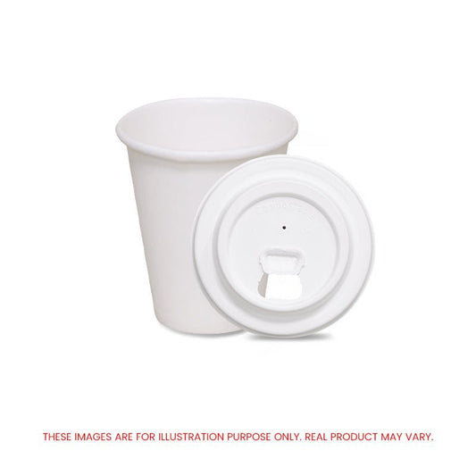 White Single Wall Paper Cups with Bagasse Lids 8oz 12oz - SNH Packing