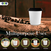 White Single Wall Paper Cups with Black Lids 4oz 8oz - SNH Packing