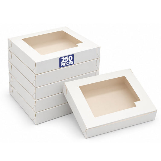 White Sweet Box with Window 25 x 25cm - 250 Pcs Bulk Pack - SNH Packing