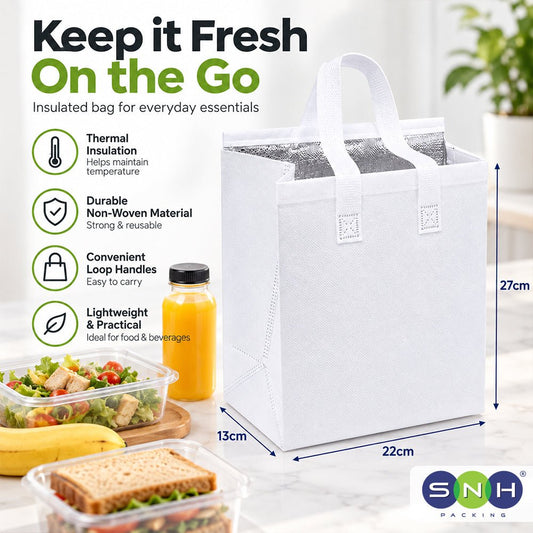White Thermal Bag with Loop Handle 22x13x27CM 27x17x33CM - SNH Packing