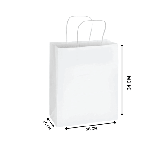 White Twisted Handle Paper Bag Shopping Takeaway - SNH Packing