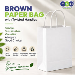 White Twisted Handle Paper Bag Shopping Takeaway - SNH Packing