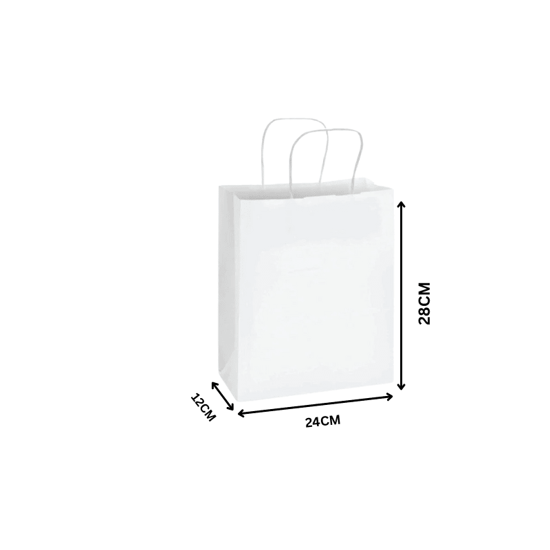 White Twisted Handle Paper Bag Shopping Takeaway - SNH Packing