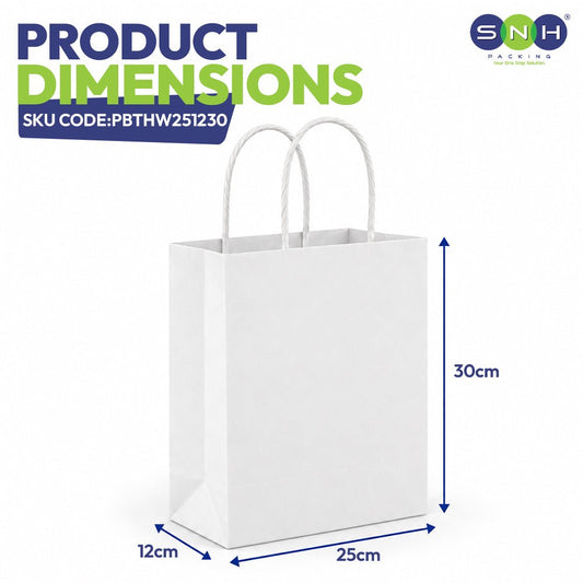 White Twisted Handle Paper Bag Shopping Takeaway - SNH Packing