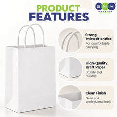 White Twisted Handle Paper Bag Shopping Takeaway - SNH Packing