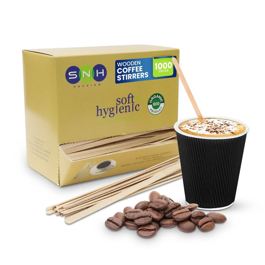 Wooden Coffee Stirrer 14CM 1000 Pieces Natural Birch Wood - SNH Packing