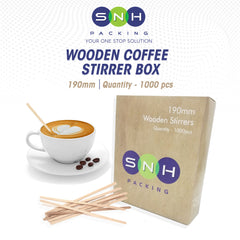 Wooden Coffee Stirrers 14cm 19cm Natural Birchwood