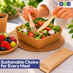 Wooden Cutlery Pack 4 in 1 Spoon Fork Knife Napkin - SNH Packing