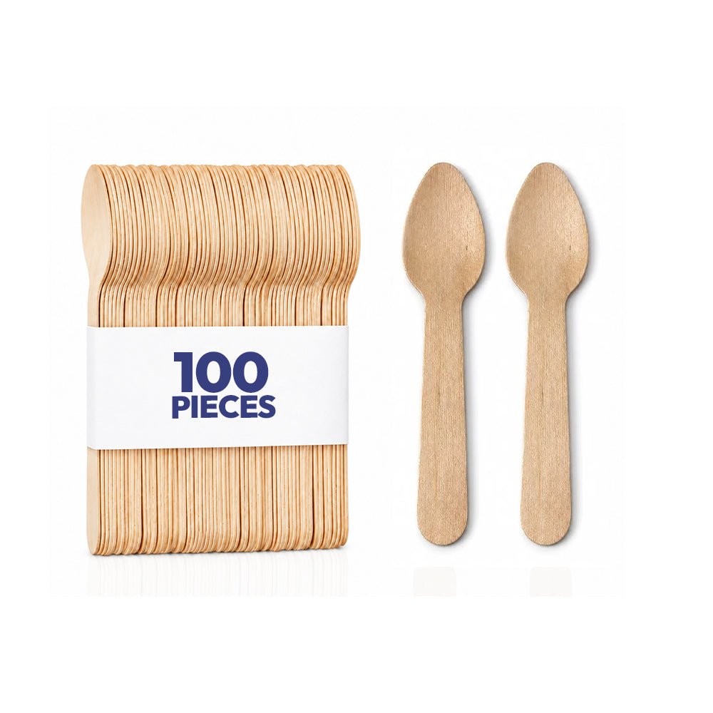 Wooden Dessert Spoon 11cm 100 Pcs x 100 Pkts - Wholesale Pack - SNH Packing