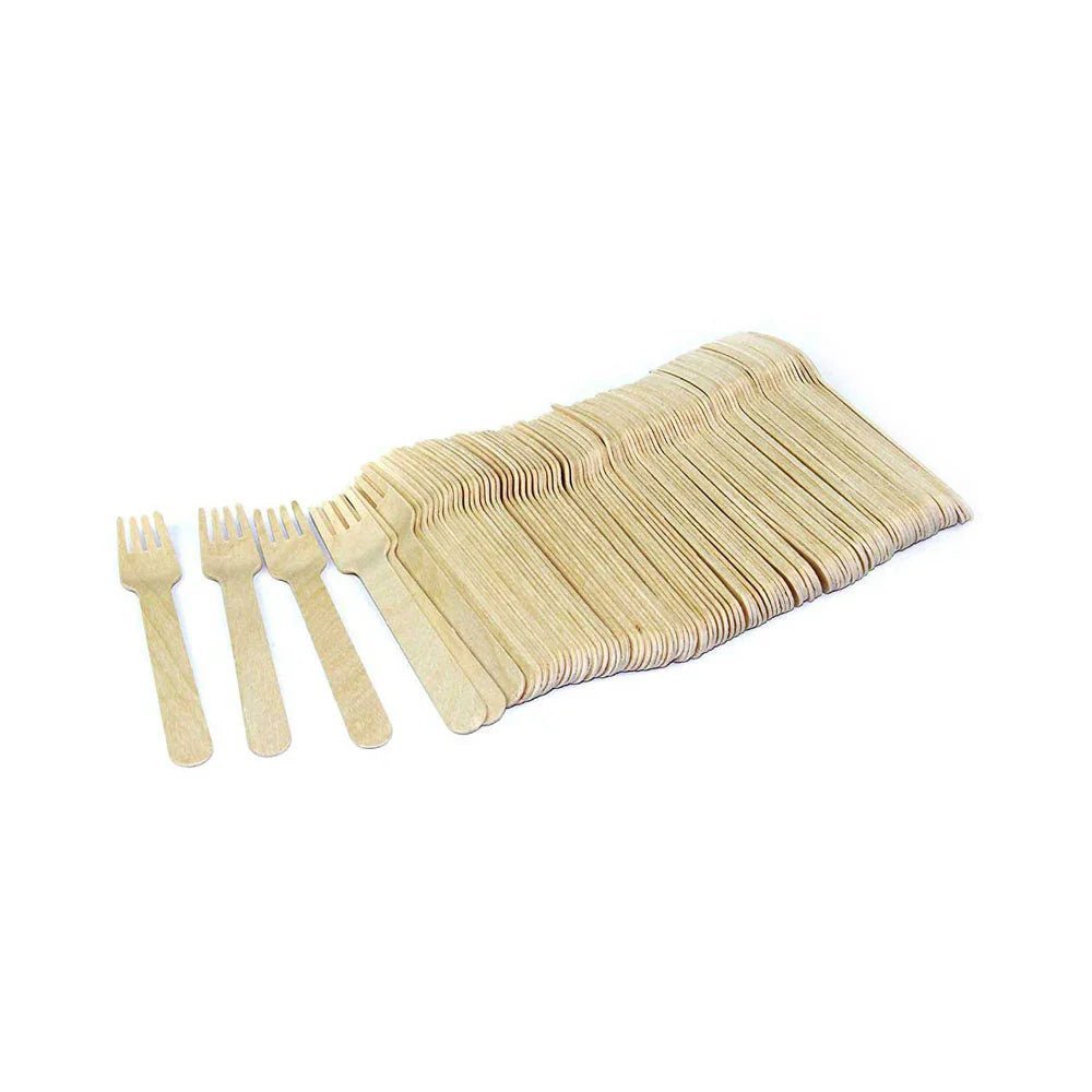 Wooden Fork 16cm Unwrapped 100 PCS Disposable Cutlery - SNH Packing