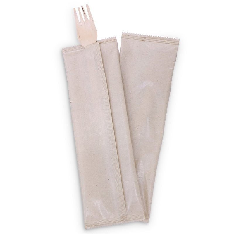 Wooden Fork Paper Wrapped Disposable Cutlery - SNH Packing