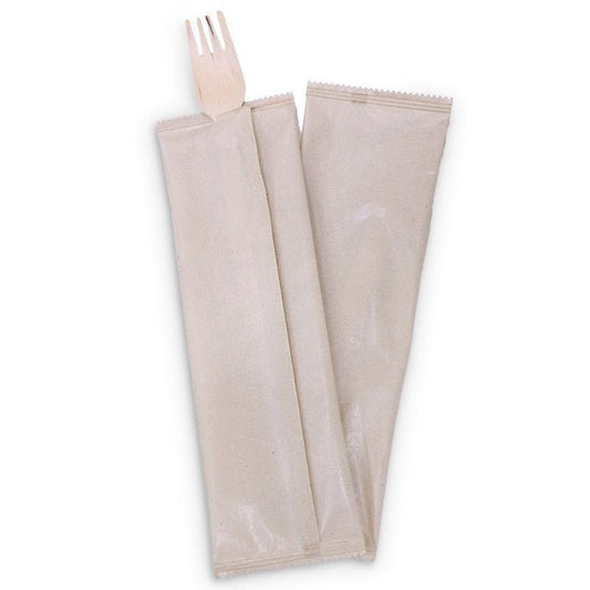Wooden Fork Paper Wrapped Disposable Cutlery - SNH Packing