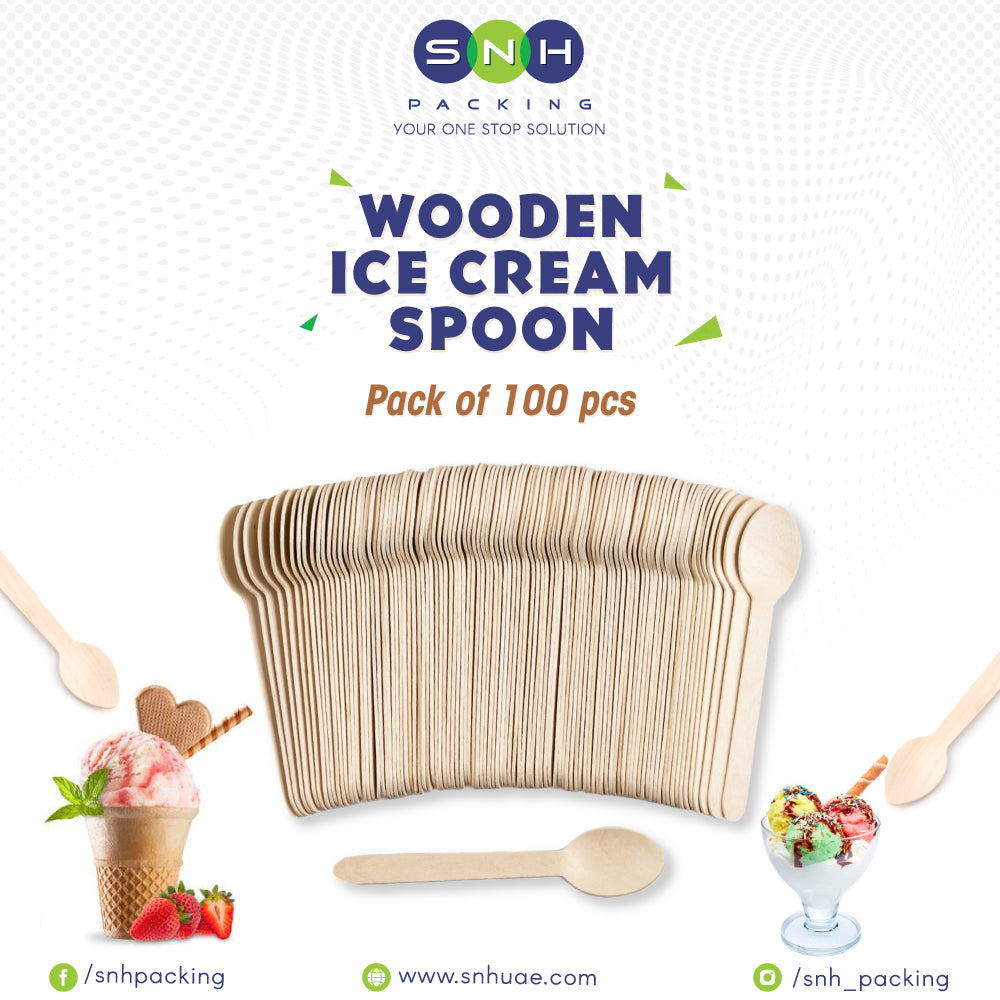 SNH Packing Wooden Ice Cream Spoon 11CM 100 Pieces