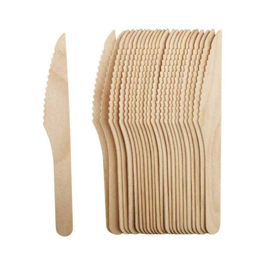 Wooden Knife 16cm Unwrapped 100 PCS Disposable Cutlery - SNH Packing