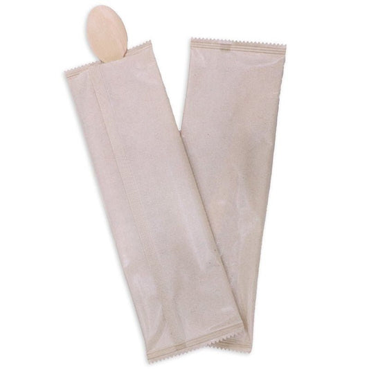 Wooden Spoon Paper Wrapped Disposable Cutlery - SNH Packing