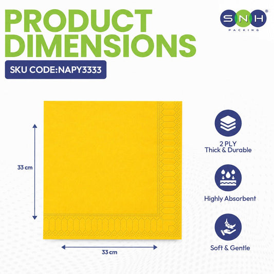 Yellow Cocktail Paper Napkins 2Ply | 50 PCS PKT - SNH Packing